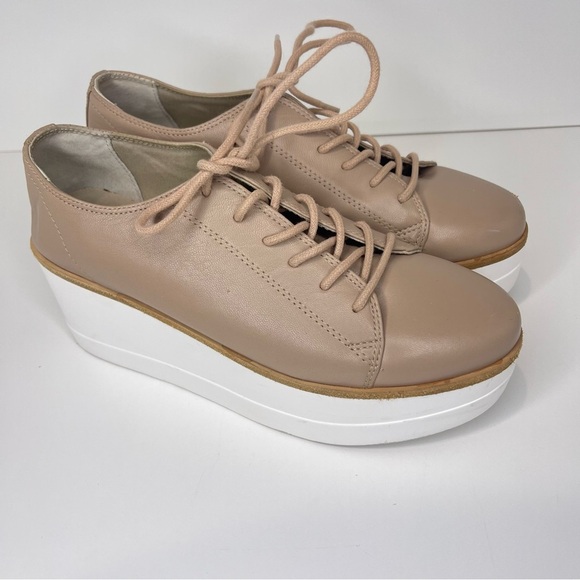 Steve Madden Women’s 8 Kimber Platform Wedge Oxfords Nude Brown Leather Shoes - Picture 1 of 11